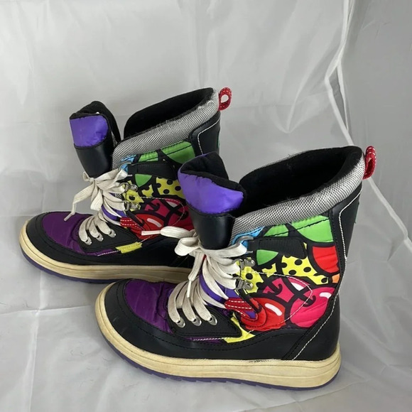 COUGAR Womens/Youth Retro Grabber Snow Boots Cherry Graffiti Purple Black Size 5 - Picture 8 of 10